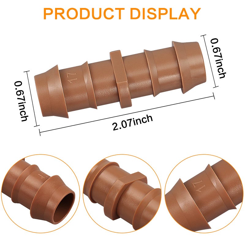 iMopo 21-Pack Drip Irrigation Universal Barbed Coupling Fitting, Barbed Connectors for 1/2" Drip Tubing - Image 2